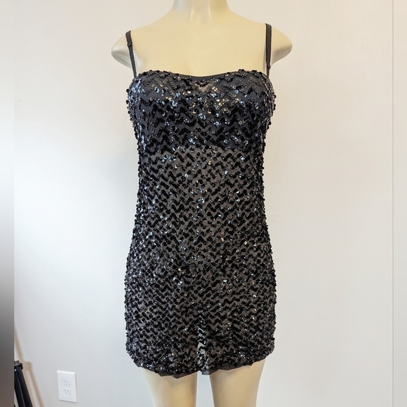 Vintage Y2K Victoria's Secret Miracle Bra Sequin Mini Slip Dress 36C